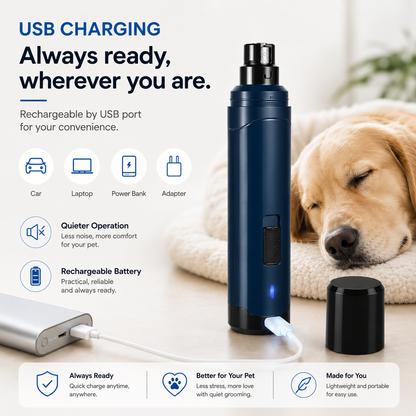 Quiet USB rechargeable dog nail grinder, view 8